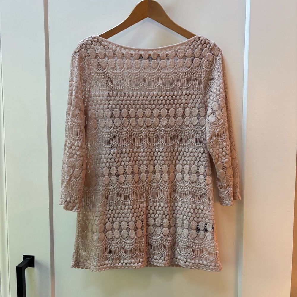 Max Jeans Blush Lace Crochet Tunic Top – Size M